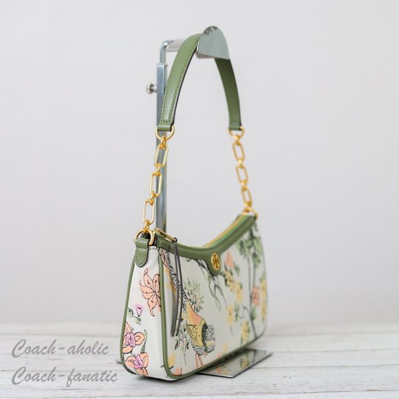 NWT Tory Burch 86558 T Monogram Brocade Shoulder Bag Crossbody in Winter Sage - Picture 8 of 10